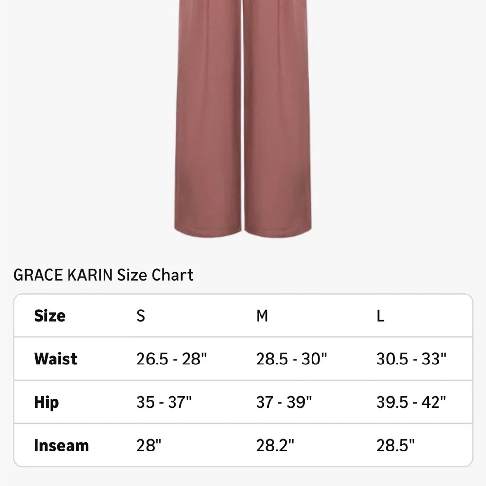 Grace Karin Dusty Rose Wide-Leg Pants - Picture 5 of 9